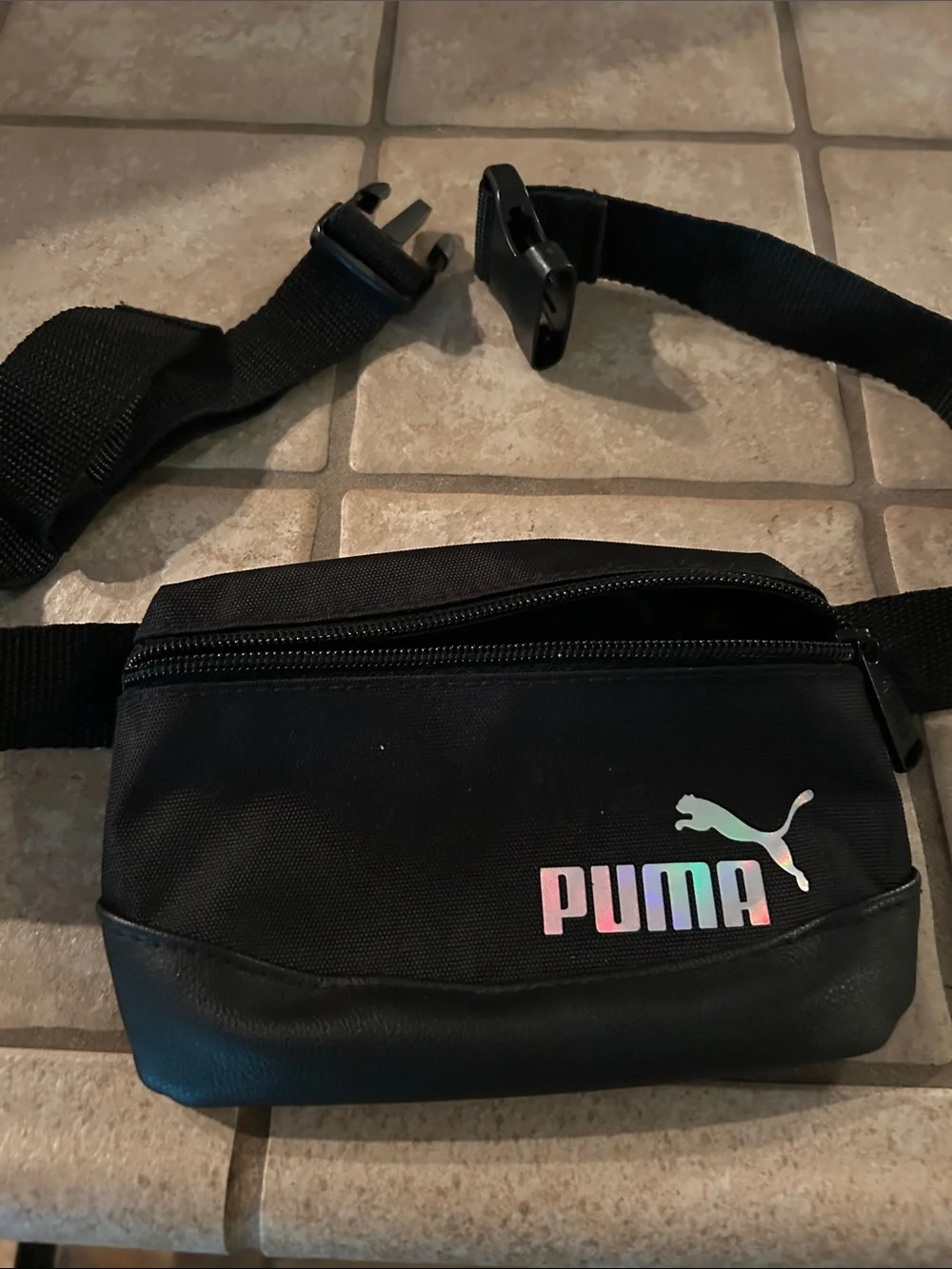 Puma Black Waist Bag with Iridescent Logo